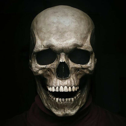 Totenkopf Maske mit Beweglichem Kiefer | Latex | Vollkopf | Grau oder Weiß-Grau-Chaps Herrenmode