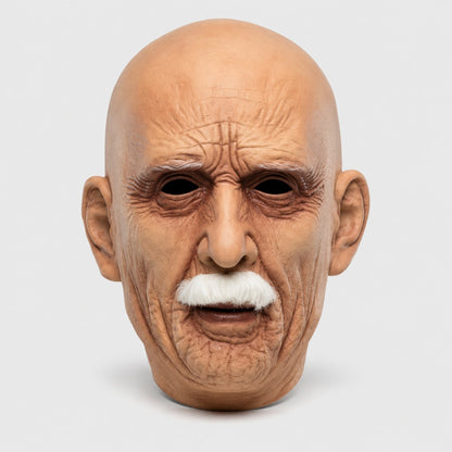 Alter Mann Maske | Glatze | Schnurrbart | Latex Vollkopfmaske