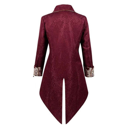 Viktorianischer Gehrock Herren | Weinrot | Jacquard | Spitze | Steampunk-Chaps Herrenmode