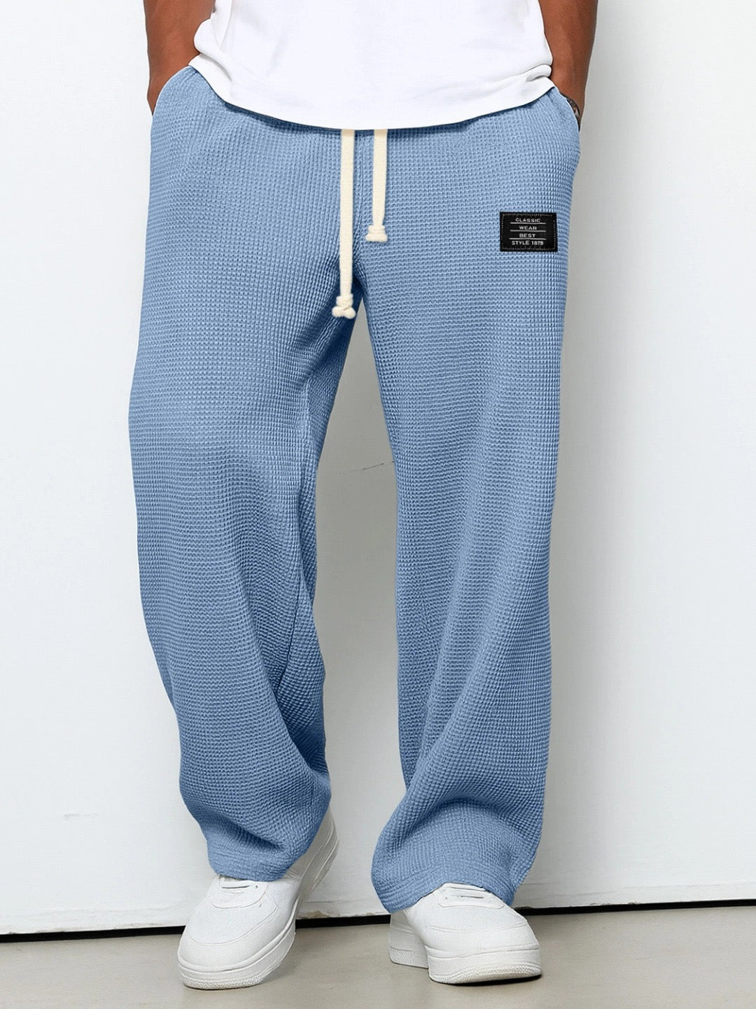 Jogginghose Herren | Waffelstruktur | Weites Bein | Kordelzug-Chaps Herrenmode