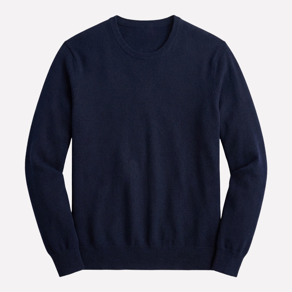 Klassischer Pullover Herren | Rundhals oder V-Ausschnitt | Feinstrick | Dunkelblau