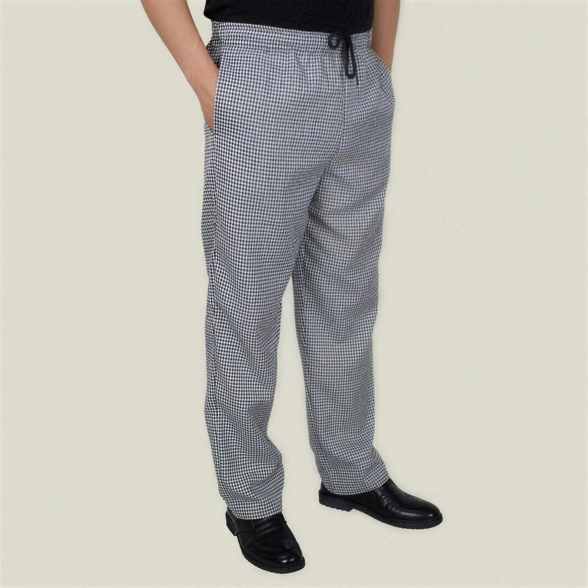 Schlupfhose Herren | Gummizug | Seitentaschen | Küche und Service-Schwarz-Weiß kariert-S-Chaps Herrenmode