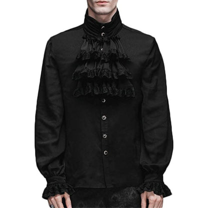 Rüschenhemd Herren | Vampir | Pirat | Jabot | Viktorianisch | 11 Stile-Rüschenkaskade Schwarz-S-Chaps Herrenmode