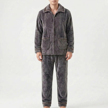 Fleece Pyjama Herren mit Kragen | Knopfleiste | 7 Varianten