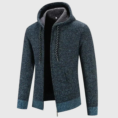 Strickjacke mit Kapuze Herren | Gefüttert | Reißverschluss | Grobstrick