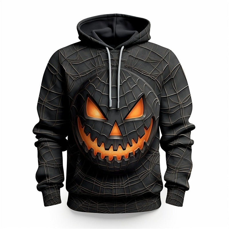Kürbis Hoodie | Halloween | Allover Print | Kapuze | 5 Designs-Kürbis klassisch-S-Chaps Herrenmode