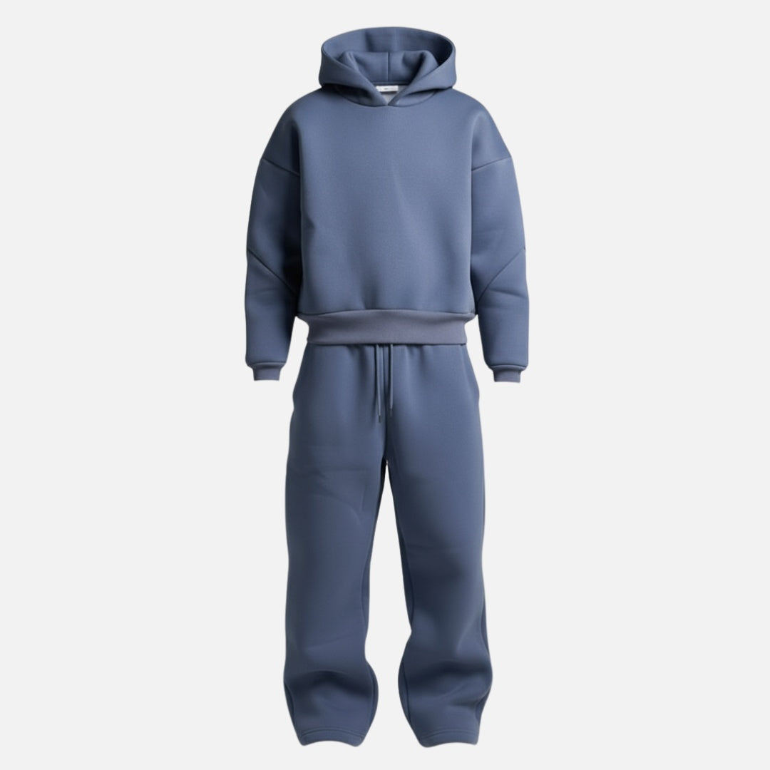 Oversized Jogginganzug Herren | Hoodie und Weite Jogginghose | 6 Farben-Blau-S-Chaps Herrenmode