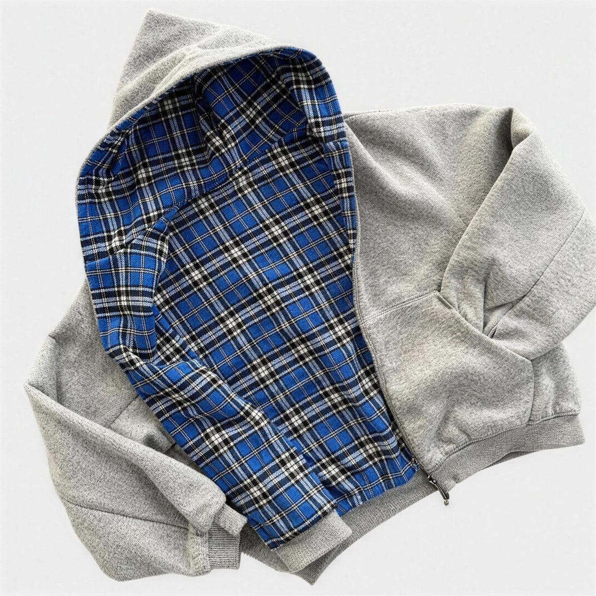 Wende Hoodie Herren | Reißverschluss | Oversized | Kariert