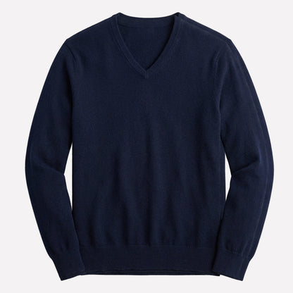 Klassischer Pullover Herren | Rundhals oder V-Ausschnitt | Feinstrick | Dunkelblau