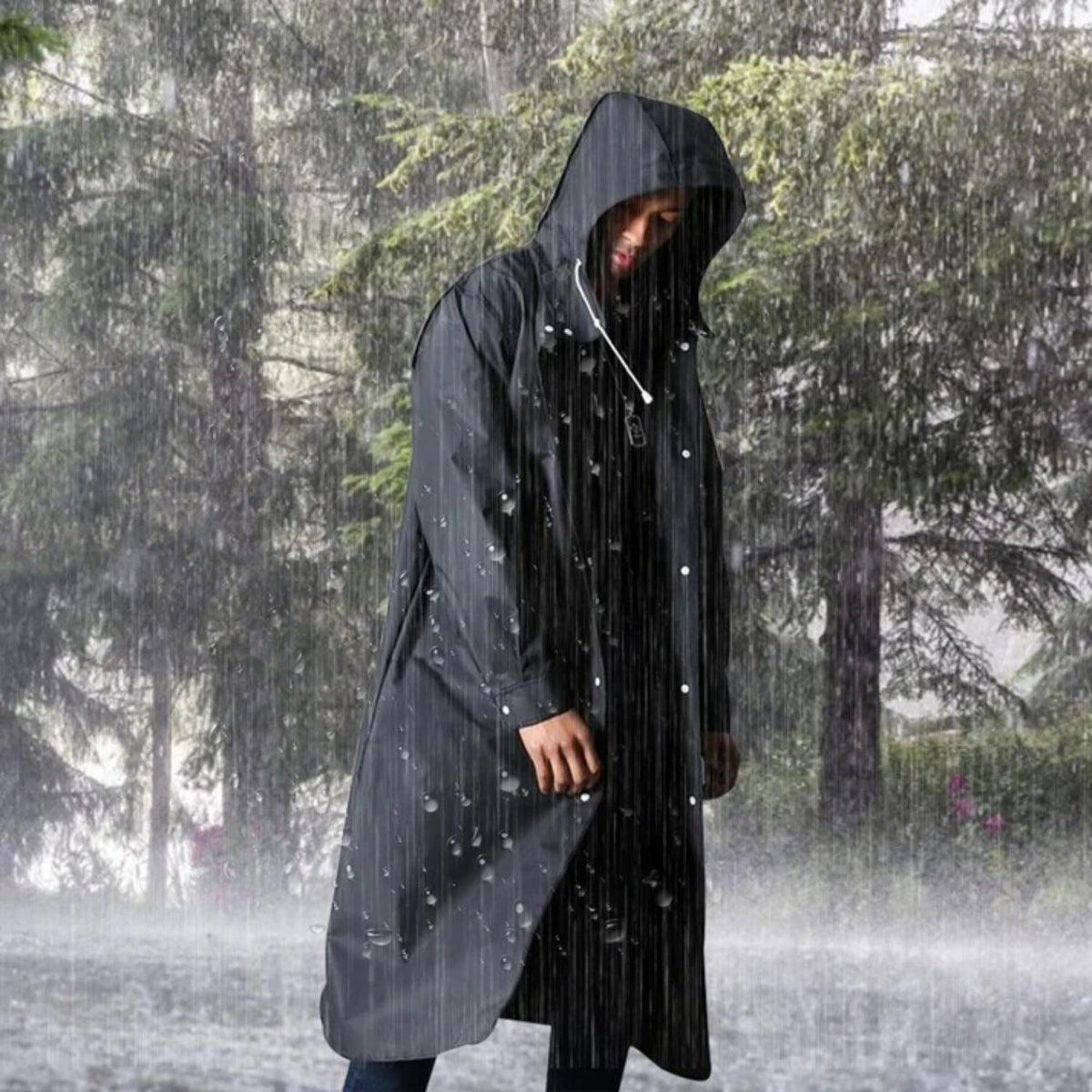 Regenmantel Herren | Lang | Kapuze | Wasserdicht-Chaps Herrenmode