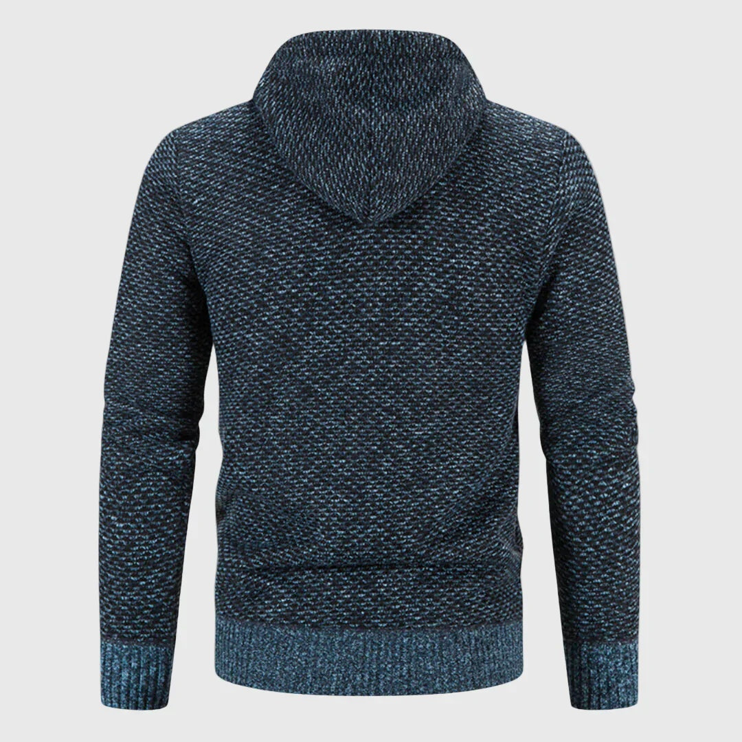 Strickjacke mit Kapuze Herren | Gefüttert | Reißverschluss | Grobstrick