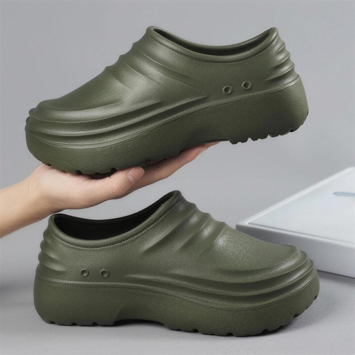 Küchenschuhe Herren | Clogs | Geschlossen | Rutschfest | Wasserdicht-Grün-39-Chaps Herrenmode