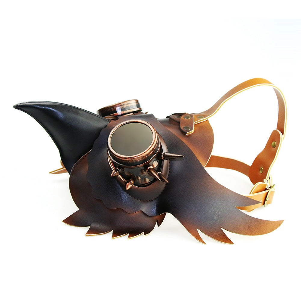 Eulen Pestarzt Maske | Steampunk | Kunstleder | Brillenaugen | Braun