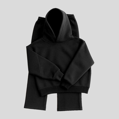 Boxy Jogginganzug Herren | Hoodie und Gerade Jogginghose | 5 Farben-Schwarz-S-Chaps Herrenmode