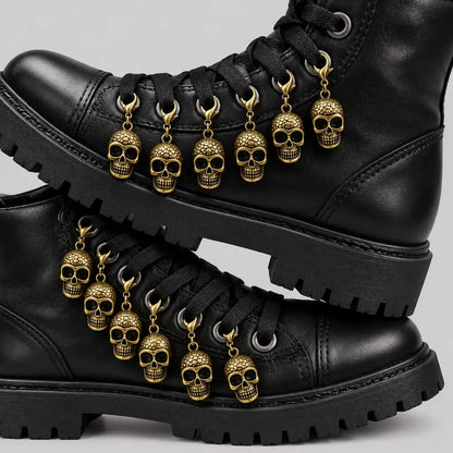 Totenkopf Schuhanhänger | 12 Stück | Karabiner | Silber oder Gold-Gold-Chaps Herrenmode