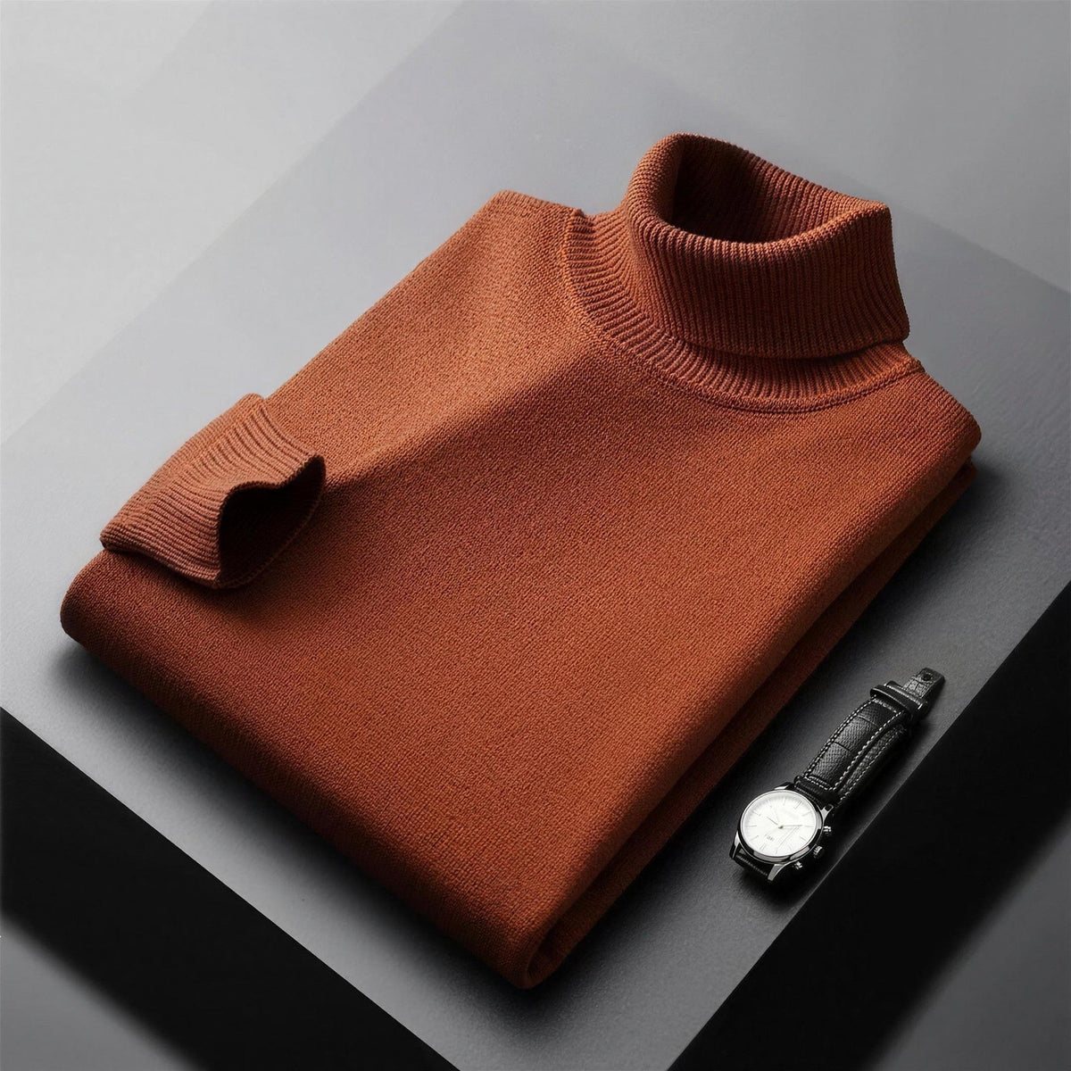 Rollkragenpullover Herren | Feinstrick | Gerippter Kragen | Gerader Schnitt