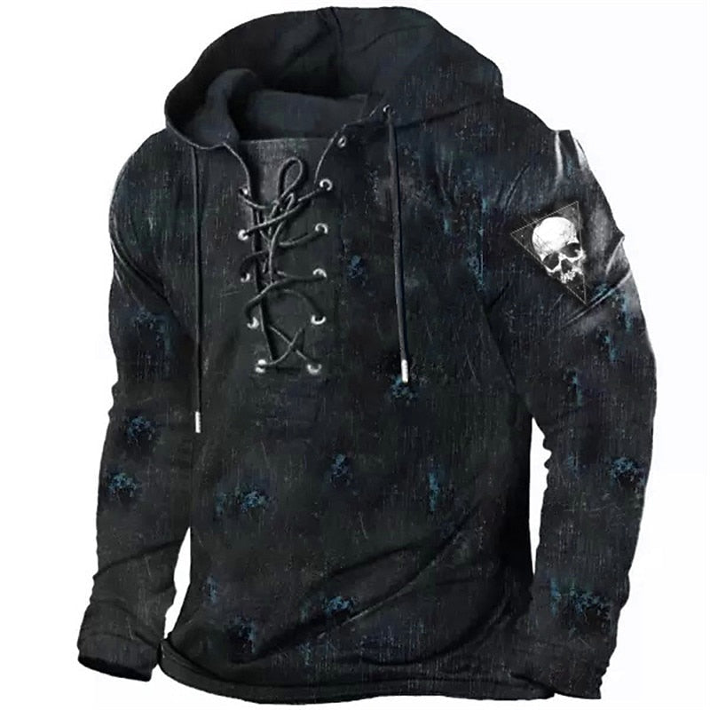 Totenkopf Hoodie Herren | Schnürung am Kragen | 4 Designs