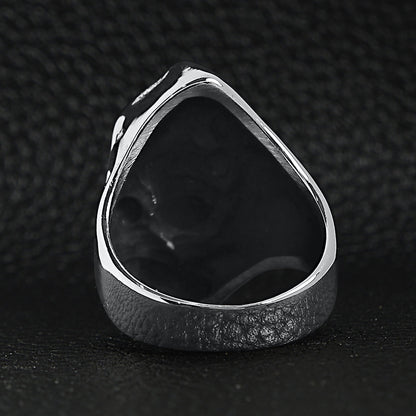 Sensenmann Ring mit roten Augen | Totenkopf | Kapuze | Edelstahl-Chaps Herrenmode