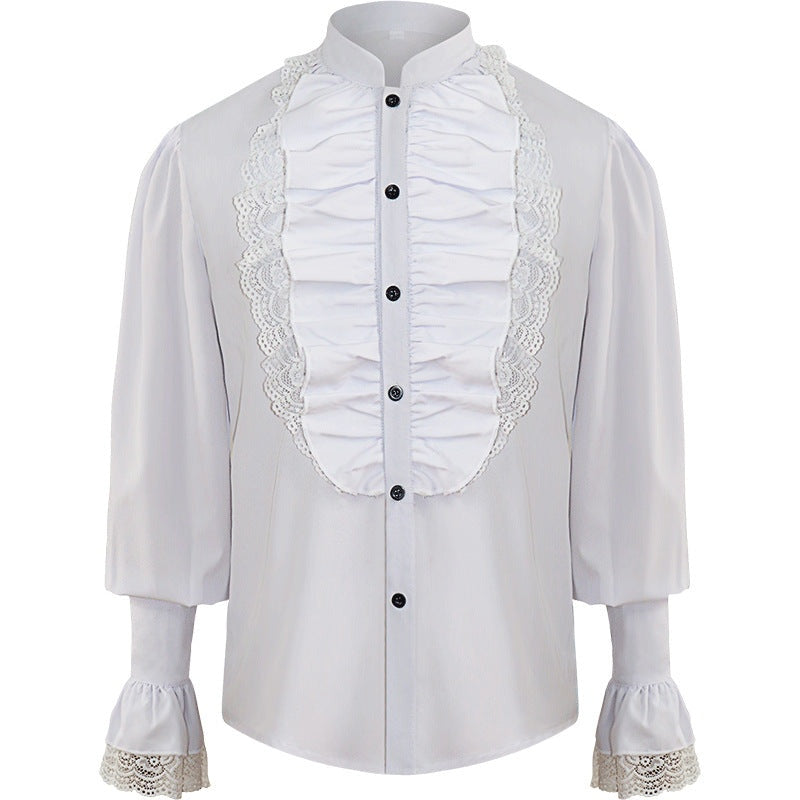 Rüschenhemd Herren | Vampir | Pirat | Jabot | Viktorianisch | 11 Stile-Rüschenlatz Weiß-S-Chaps Herrenmode