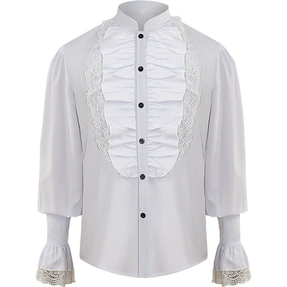 Rüschenhemd Herren | Vampir | Pirat | Jabot | Viktorianisch | 11 Stile-Rüschenlatz Weiß-S-Chaps Herrenmode