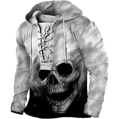 Totenkopf Hoodie Herren | Schnürung am Kragen | 4 Designs