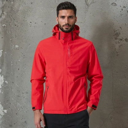 Funktionsjacke Herren | Wasserdicht | Kapuze | Reflektierend-Rot-M-Chaps Herrenmode