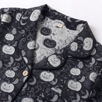 Halloween Schlafanzug Herren | Kürbis, Geister, Fledermäuse | Schwarz oder Grau-Chaps Herrenmode