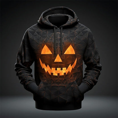 Kürbis Hoodie | Halloween | Allover Print | Kapuze | 5 Designs-Kürbis geometrisch-S-Chaps Herrenmode