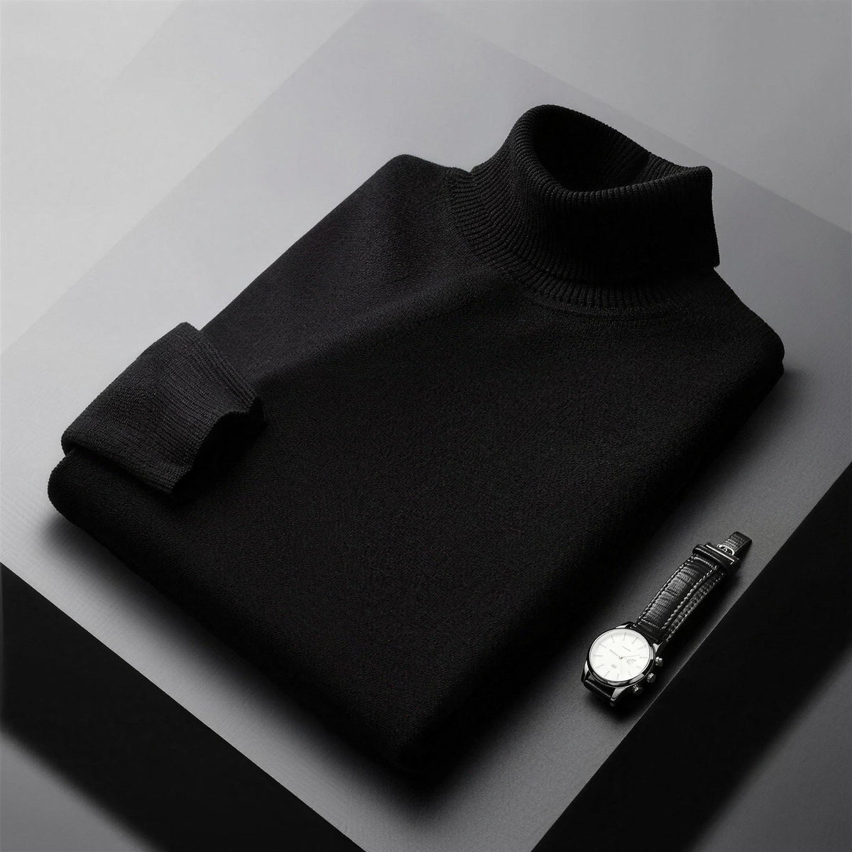Rollkragenpullover Herren | Feinstrick | Gerippter Kragen | Gerader Schnitt