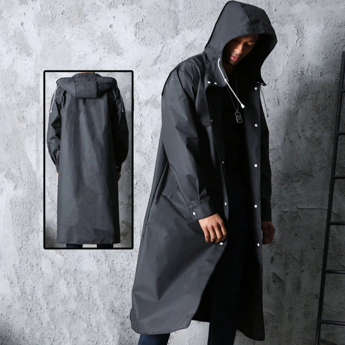 Regenmantel Herren | Lang | Kapuze | Wasserdicht-Chaps Herrenmode