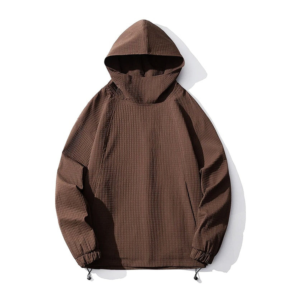 Oversized Hoodie Herren | Waffelstruktur | Stehkragen | Kordelzug am Saum