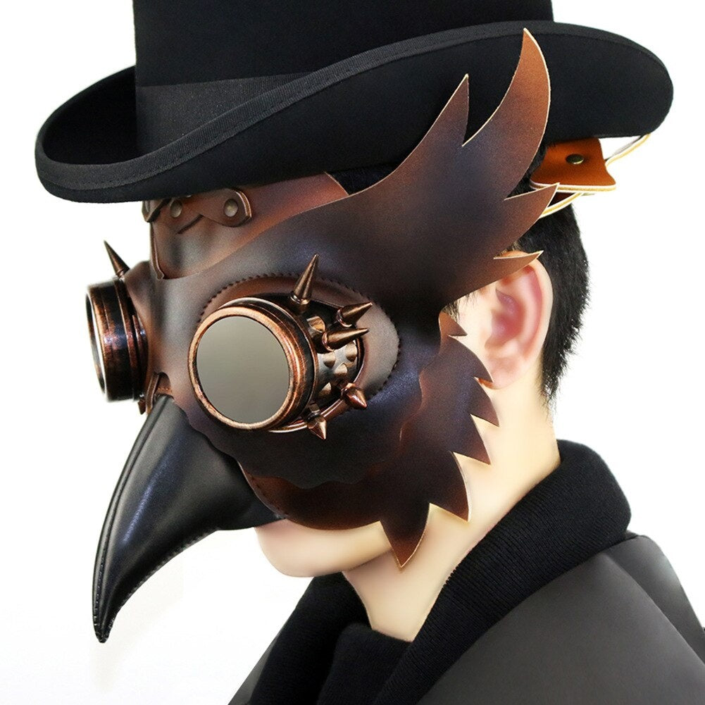 Eulen Pestarzt Maske | Steampunk | Kunstleder | Brillenaugen | Braun