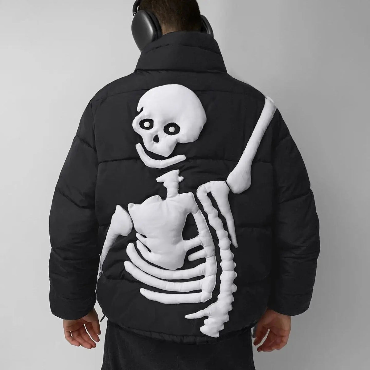 Skelett Pufferjacke Herren | Steppjacke | Knochen Design | Schwarz