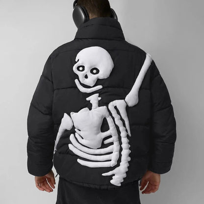 Skelett Pufferjacke Herren | Steppjacke | Knochen Design | Schwarz