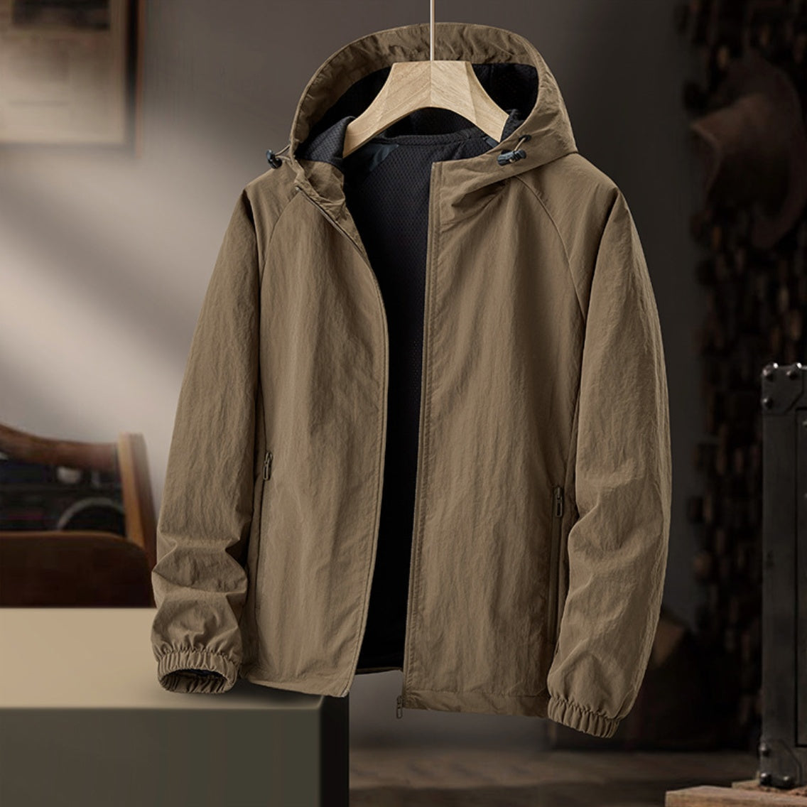 Ultraleichte Windjacke Herren | Kapuze | Wasserabweisend | Netzfutter