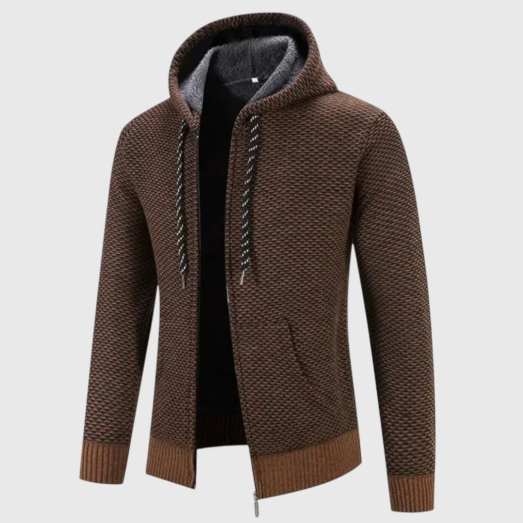 Strickjacke mit Kapuze Herren | Gefüttert | Reißverschluss | Grobstrick