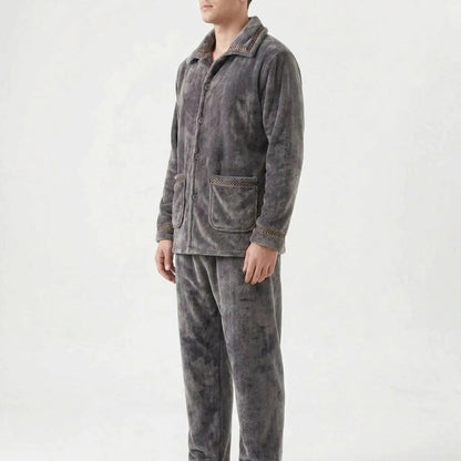 Fleece Pyjama Herren mit Kragen | Knopfleiste | 7 Varianten
