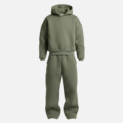 Oversized Jogginganzug Herren | Hoodie und Weite Jogginghose | 6 Farben-Grün-S-Chaps Herrenmode