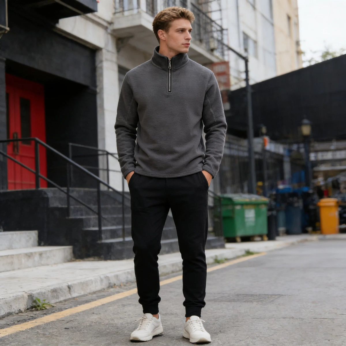 Troyer Herren | Fleece | Halber Reißverschluss | Stehkragen