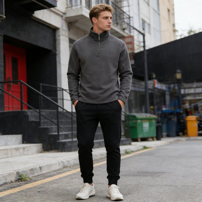 Troyer Herren | Fleece | Halber Reißverschluss | Stehkragen