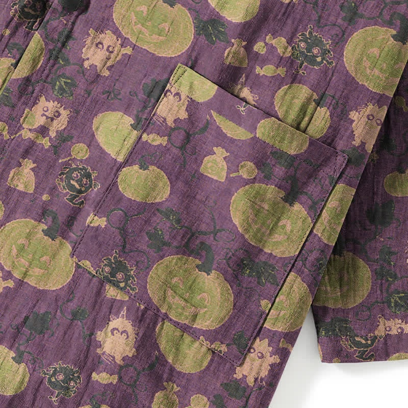 Kürbis Kimono Pyjama Herren | Kleine Monster | Lila oder Grün