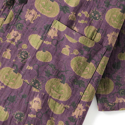 Kürbis Kimono Pyjama Herren | Kleine Monster | Lila oder Grün