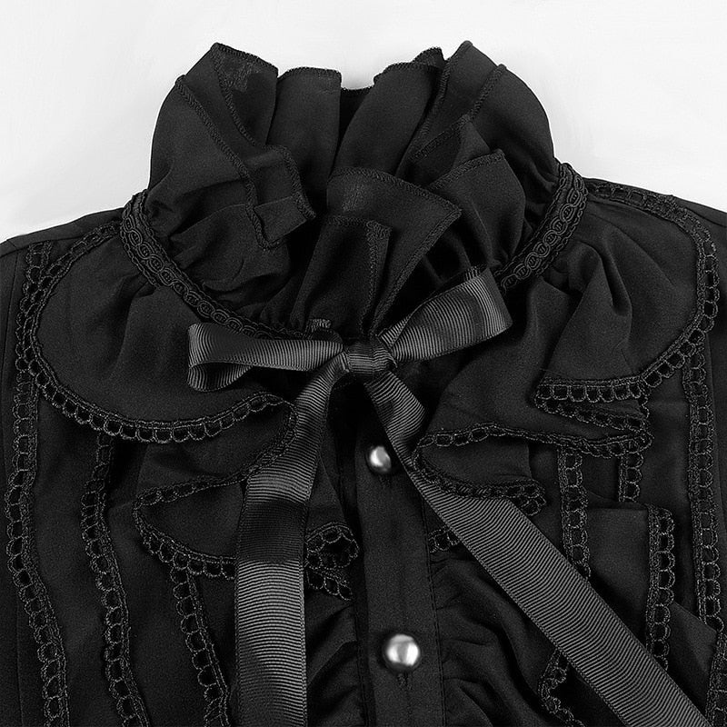 Vampir Hemd Herren | Rüschenkragen | Schleife | Spitze | Schwarz-Chaps Herrenmode