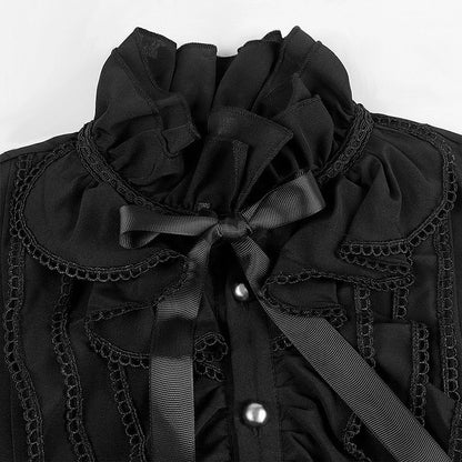 Vampir Hemd Herren | Rüschenkragen | Schleife | Spitze | Schwarz-Chaps Herrenmode
