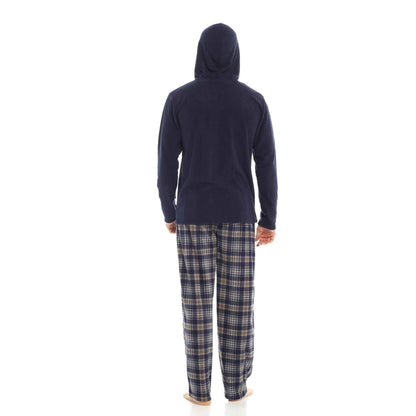 Fleece Schlafanzug Herren mit Kapuze | Karierte Hose | 2 Farben