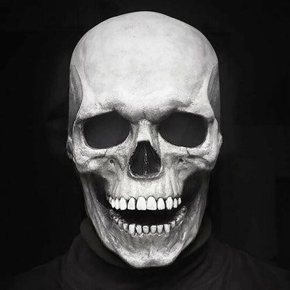 Totenkopf Maske mit Beweglichem Kiefer | Latex | Vollkopf | Grau oder Weiß-Weiß-Chaps Herrenmode