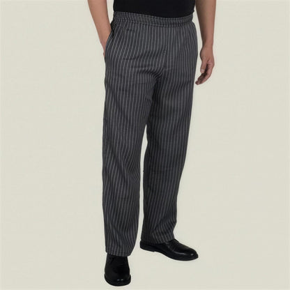 Schlupfhose Herren | Gummizug | Seitentaschen | Küche und Service-Grau Nadelstreifen-S-Chaps Herrenmode