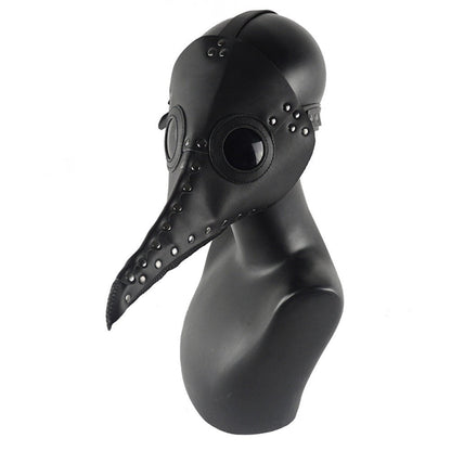 Pestarzt Maske | Kunstleder | Nieten | Langer Schnabel | Riemen-Schwarz matt-Chaps Herrenmode