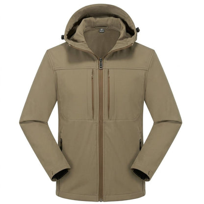 Leichte Softshelljacke Herren | Kapuze | Wasserabweisend | Vier Reißverschlusstaschen