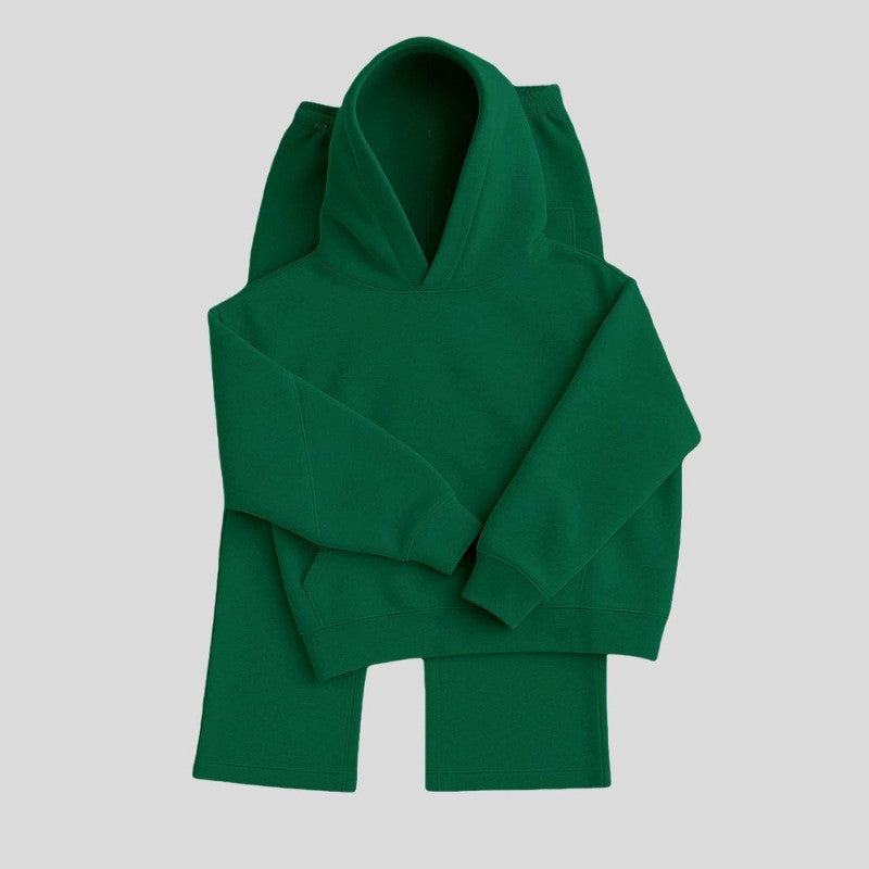 Boxy Jogginganzug Herren | Hoodie und Gerade Jogginghose | 5 Farben-Dunkelgrün-S-Chaps Herrenmode